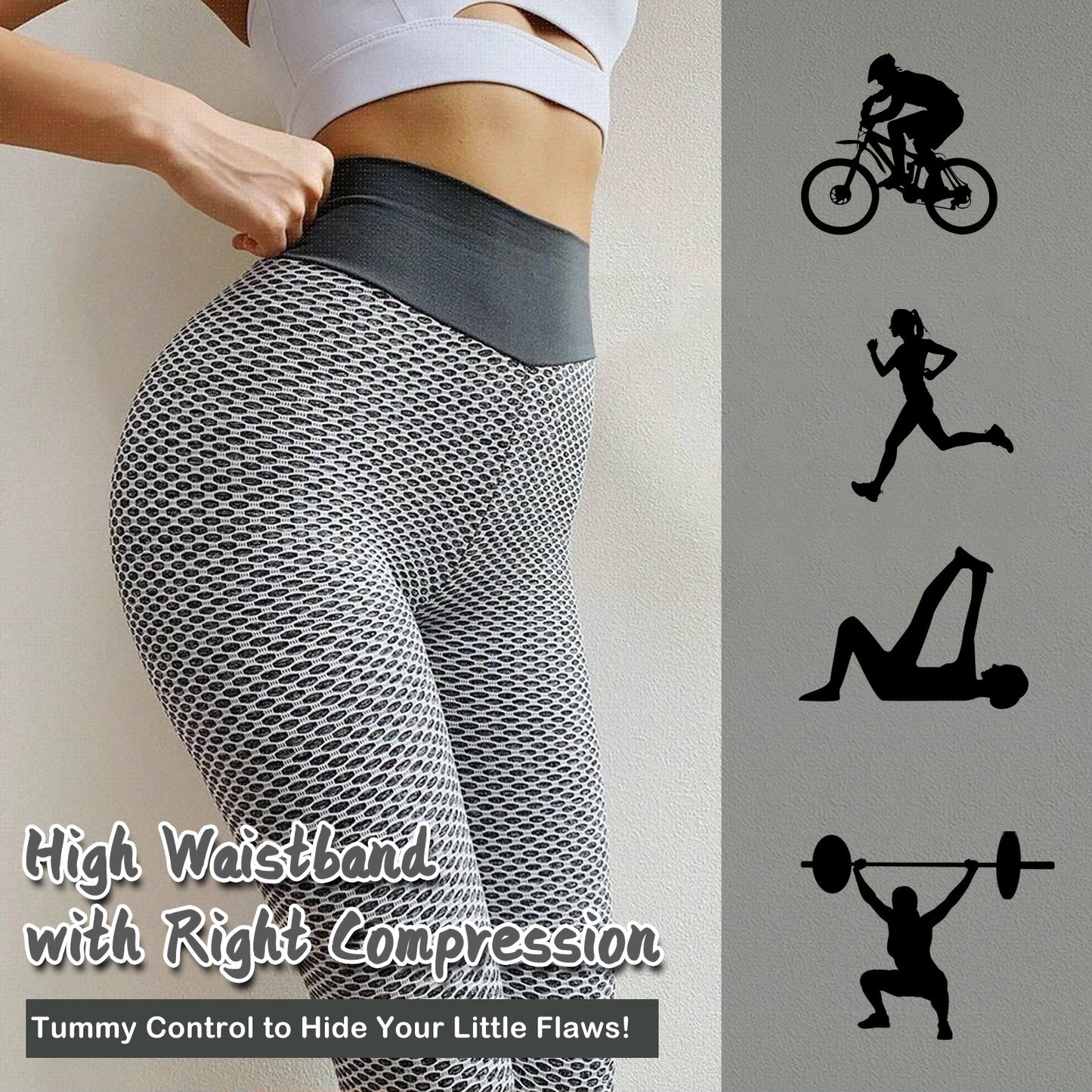 Leggings Women Workout Tights Plus Size Sports High Waist Yoga Pants Light Grey