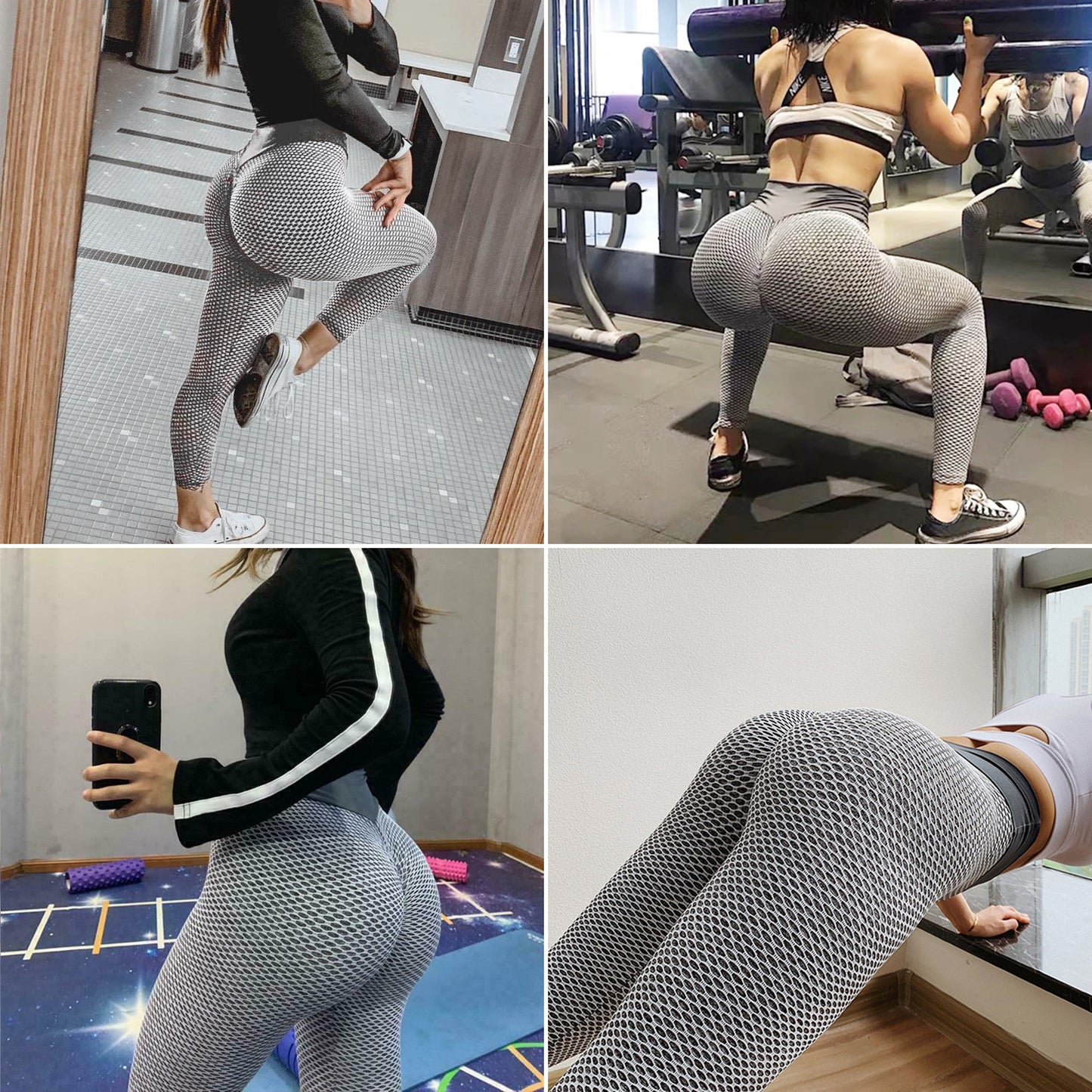 Leggings Women Workout Tights Plus Size Sports High Waist Yoga Pants Light Grey