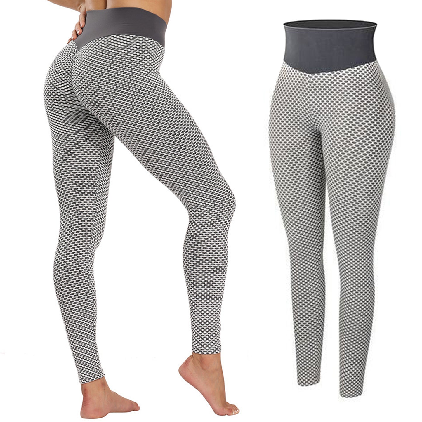 Leggings Women Workout Tights Plus Size Sports High Waist Yoga Pants Light Grey