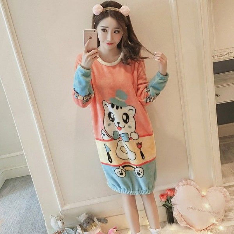 Autumn And Winter Long-sleeved Thickened Student Korean Version Of Cute Cartoon Home Clothes