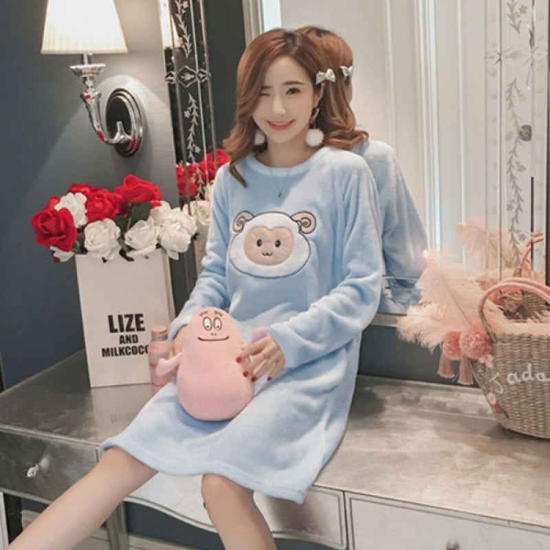 Autumn And Winter Long-sleeved Thickened Student Korean Version Of Cute Cartoon Home Clothes