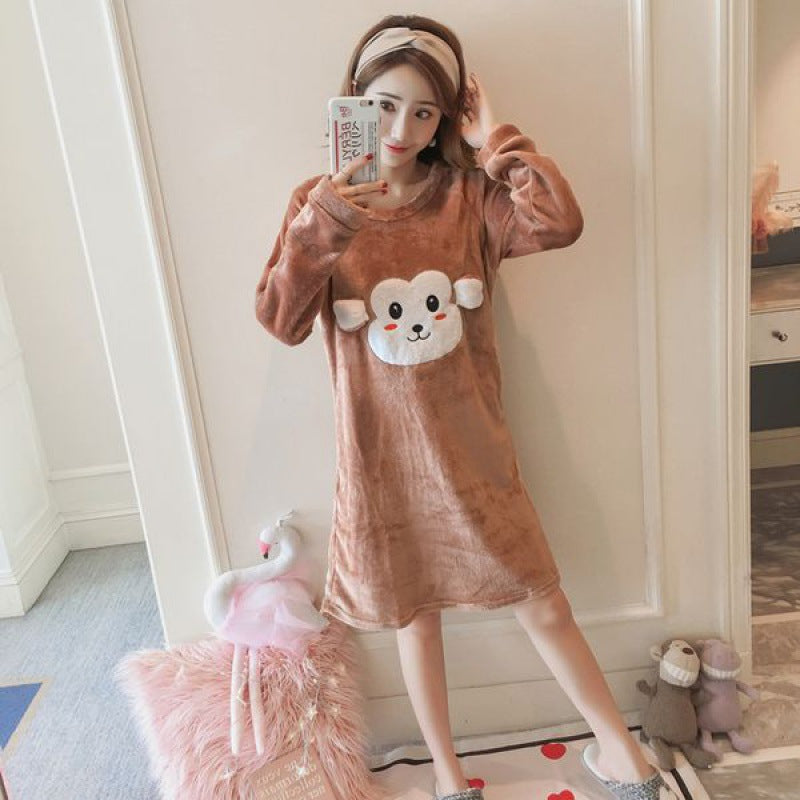 Autumn And Winter Long-sleeved Thickened Student Korean Version Of Cute Cartoon Home Clothes