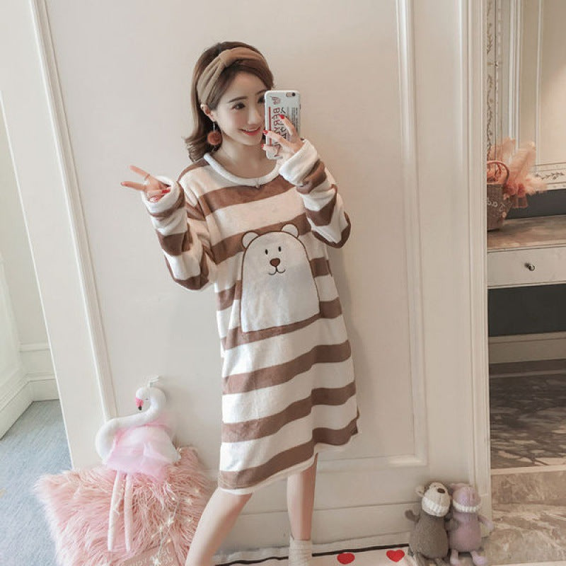 Autumn And Winter Long-sleeved Thickened Student Korean Version Of Cute Cartoon Home Clothes