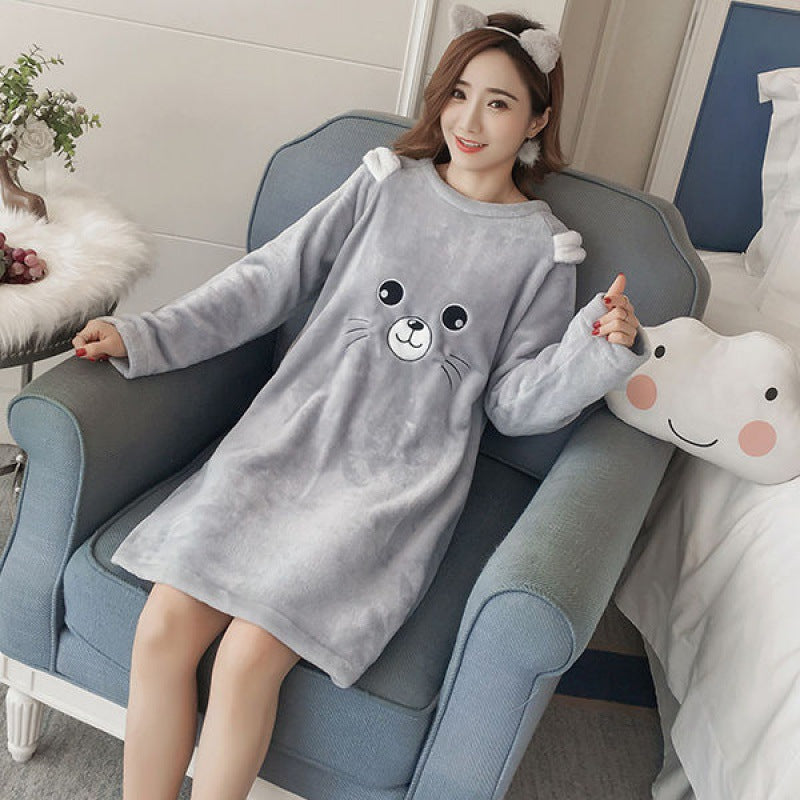 Autumn And Winter Long-sleeved Thickened Student Korean Version Of Cute Cartoon Home Clothes