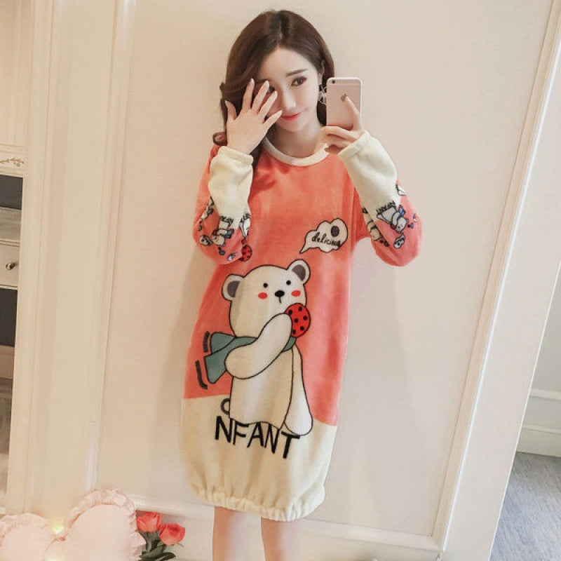 Autumn And Winter Long-sleeved Thickened Student Korean Version Of Cute Cartoon Home Clothes