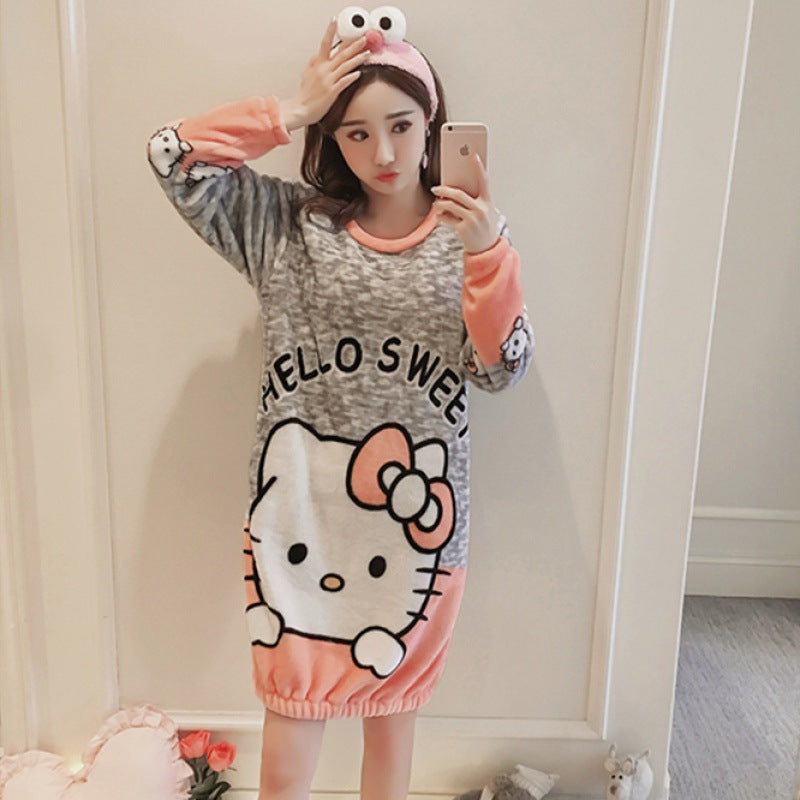 Autumn And Winter Long-sleeved Thickened Student Korean Version Of Cute Cartoon Home Clothes