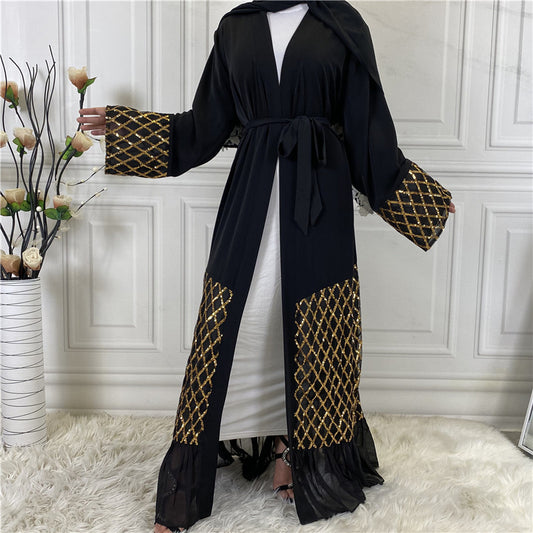 Popular Sequin Embroidered Outer Robe Dubai Middle Eastern Women