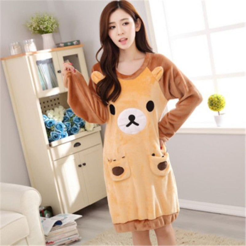 Autumn And Winter Long-sleeved Thickened Student Korean Version Of Cute Cartoon Home Clothes